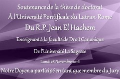 Soutenance de la thèse de doctorat Du R.P. Jean El Hachem