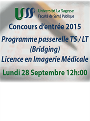 The Public Health Faculty at La Sagesse University declares Entrance Exam dates for FALL 2015-2016 Semester 